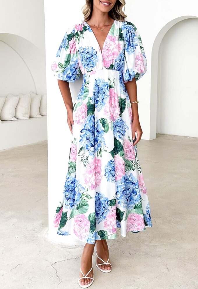 Sissyaki Women's Boho Floral Maxi Dress Summer Fall Wedding Guest Dress – Bild 3