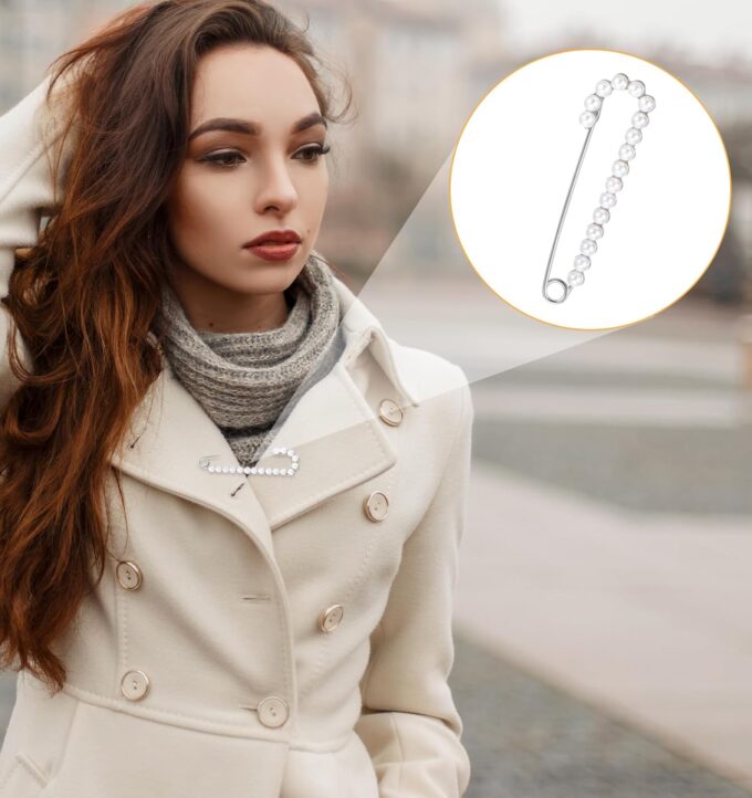 4 Stück Schleppennadel Brautkleid, Broschen für Kleidung mit Strasssteinen und Sicherheitsnadeln Elegant für Hochzeiten Partys oder Alltag in Gold Und Silber – Bild 4
