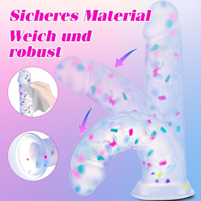 25 cm bunter Jelly Silikon riesen dildo transparent, Fantasy großer dildo dicker Analdildo mit Saugnapf, fetter big dildo für männer frauen, XXL XXXL penis dildo lang Sexspielzeug für Erwachsene Paare – Bild 2