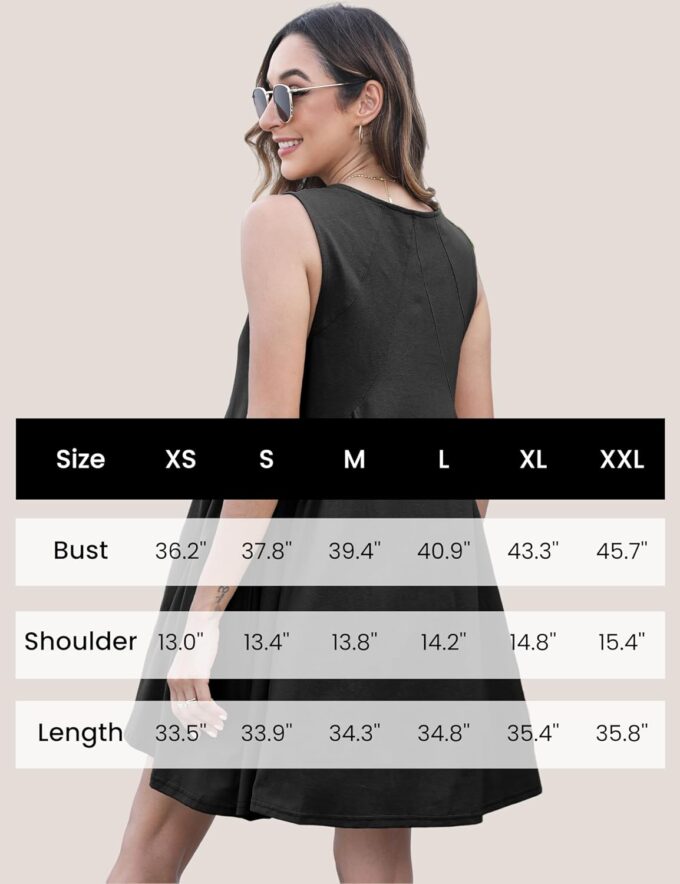 Athlisan Womens Summer Sleeveless Mini Dress Casual Loose V Neck Sundress with Pockets – Bild 2
