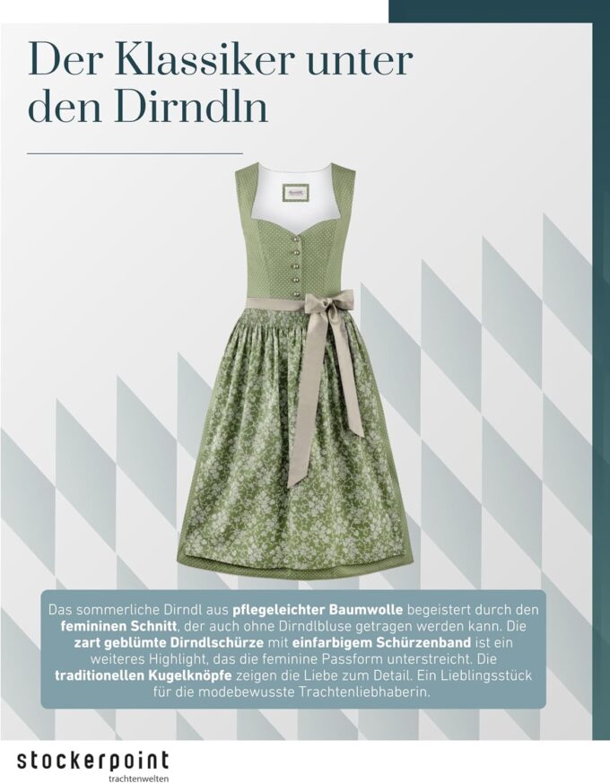 Stockerpoint Damen Dirndl Edonita I Größe 32-48 I Trachtenkleid mit liebevollen Details & Dirndlschürze I 100% Baumwolle I Bequem & pflegeleicht I Perfekt für Trachten & Festlichkeiten – Bild 4