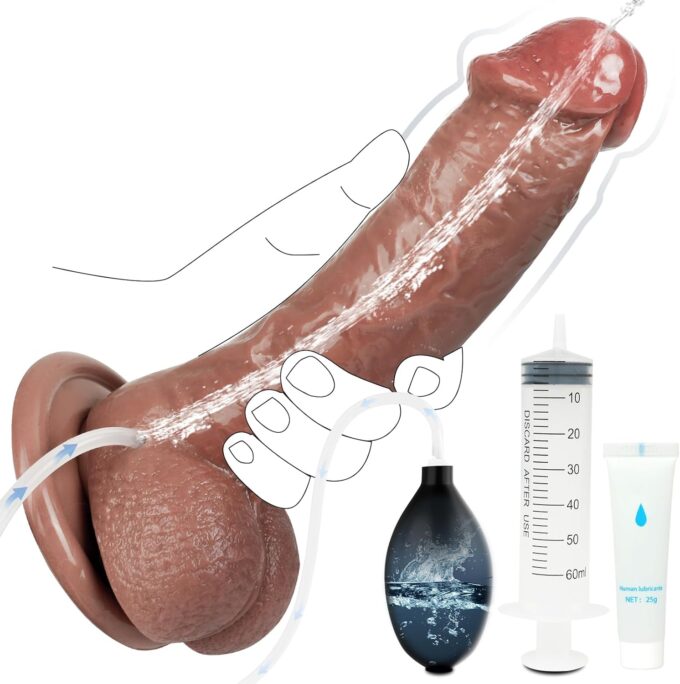 18cm Kleiner Penis Dildo mit Spritzfunktion, Wassersprühfunktion Spritz Analdildo für Männer mit Saugnapf, Frauen Männer Anal Sex Toys, Realistischer Penis Sex Spielzeug für die Frau Erwachsene Spiele