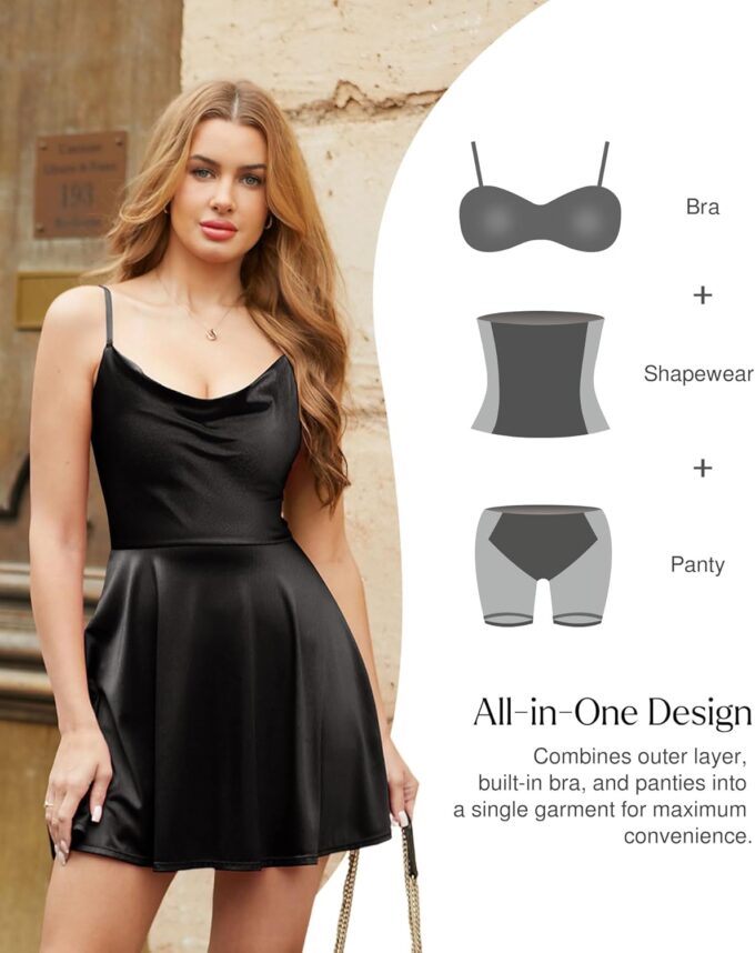 Popilush Mini Dress for Women Corset A-Line Party Dresses for Date Night Club Cocktail Shapewear Tummy Control Outfits – Bild 5