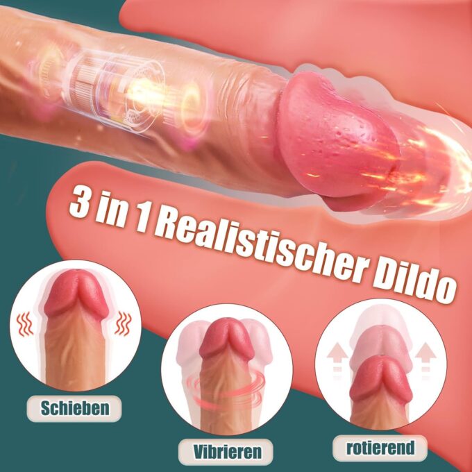 Klassische Dildos mit APP für Frauen Leise Schnelle Schub 8 Teleskop und Vibration, 22cm Vibrator Groß Anal Dildos XXL Penis G-Punkt Vibratoren mit Saugnapf Sexspielzeug Eichel 360° Rotierender – Bild 7