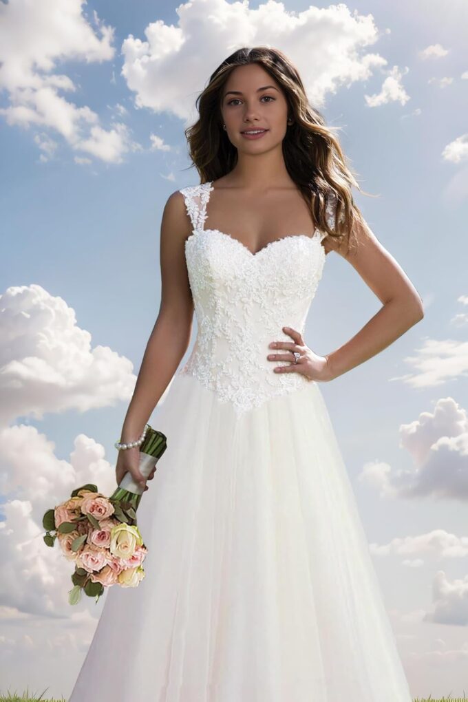 JAEDEN Damen Brautkleider Lange Prinzessin Hochzeitskleider A Linie Standesamtkleid Schlichte Brautmode – Bild 4