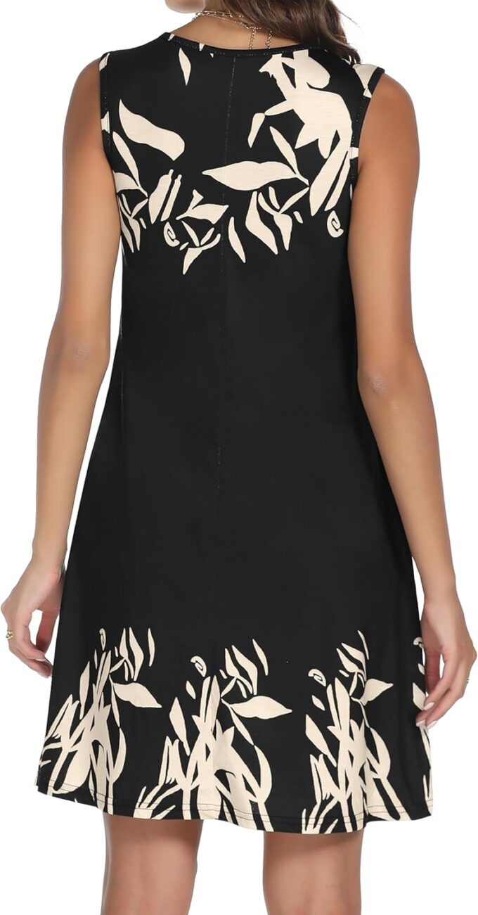 Summer Dresses for Women Casual Sleeveless Sundress Floral Loose Fit Beach Cover Up with Pocket – Bild 5
