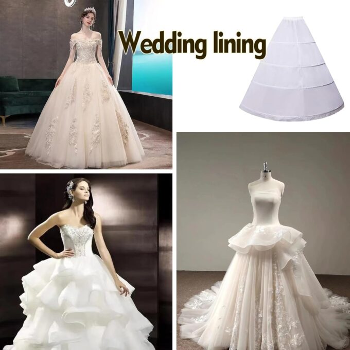 KALUROIL Reifrock Brautkleid - Damen 4 Reifen Petticoats A-Linie Bodenlang Unterrock Crinoline für Hochzeit Ballkleid Weiß – Bild 3
