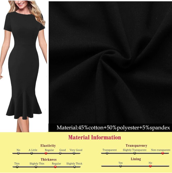 VFSHOW Damen Elegant Vintage Cocktail Party Meerjungfrau Midikleid Mitte Wade – Bild 7