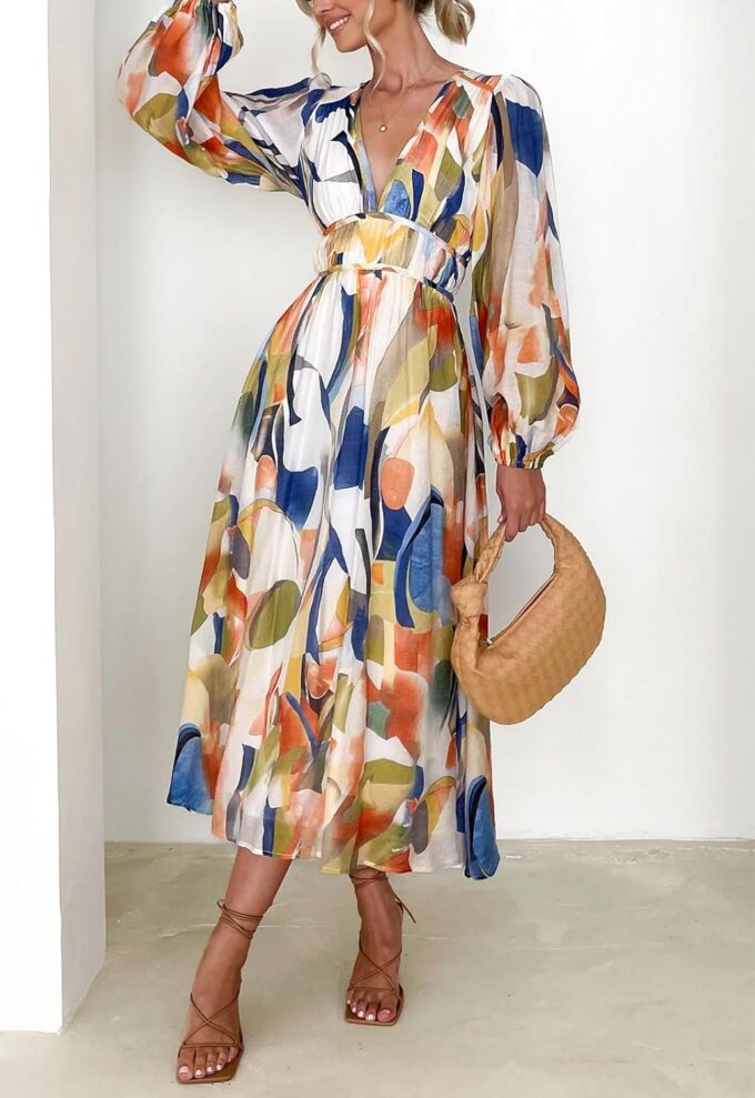 Sissyaki Women's Long Sleeve Boho Floral Maxi Dress Summer Fall Wedding Guest Dress – Bild 4