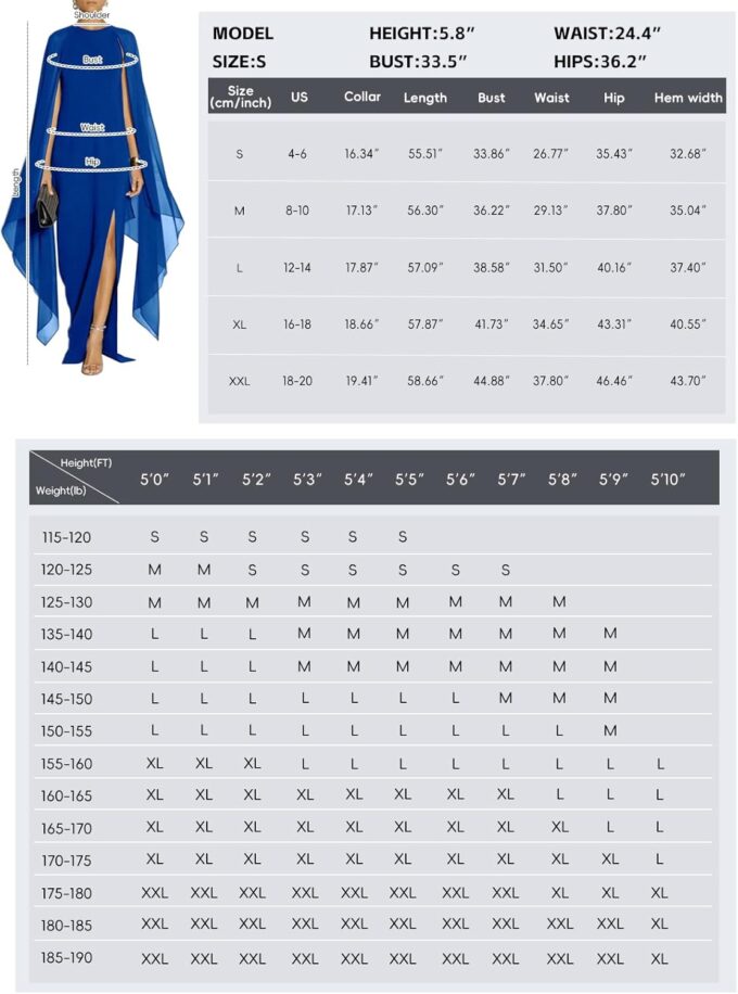 MAYFASEY Women's Elegant High Split Flare Sleeve Formal Evening Gowns Maxi Dress with Cape – Bild 3