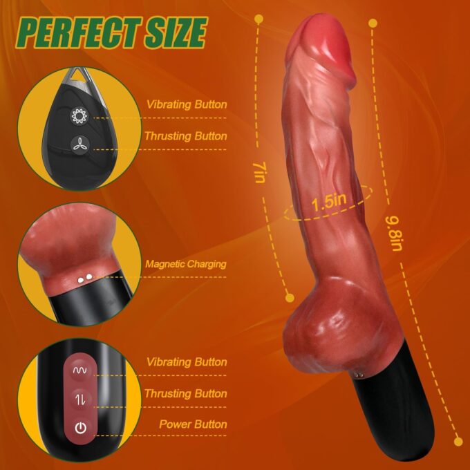 Stoßender Dildo Vibrator Sexspielzeug, 9,8"realistische Dildos Sexmaschine mit 7 Stoß-und 7 Vibrationsmodi,ferngesteuerter vibrierender Dildo Sexspielzeug für Frauen – Bild 5