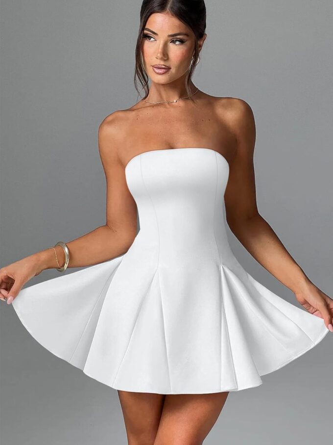 DAAWENXI Women's Sexy Summer Strapless Mini Dress Homecoming Off Shoulder Sleeveless Party Club Short Dresses – Bild 5