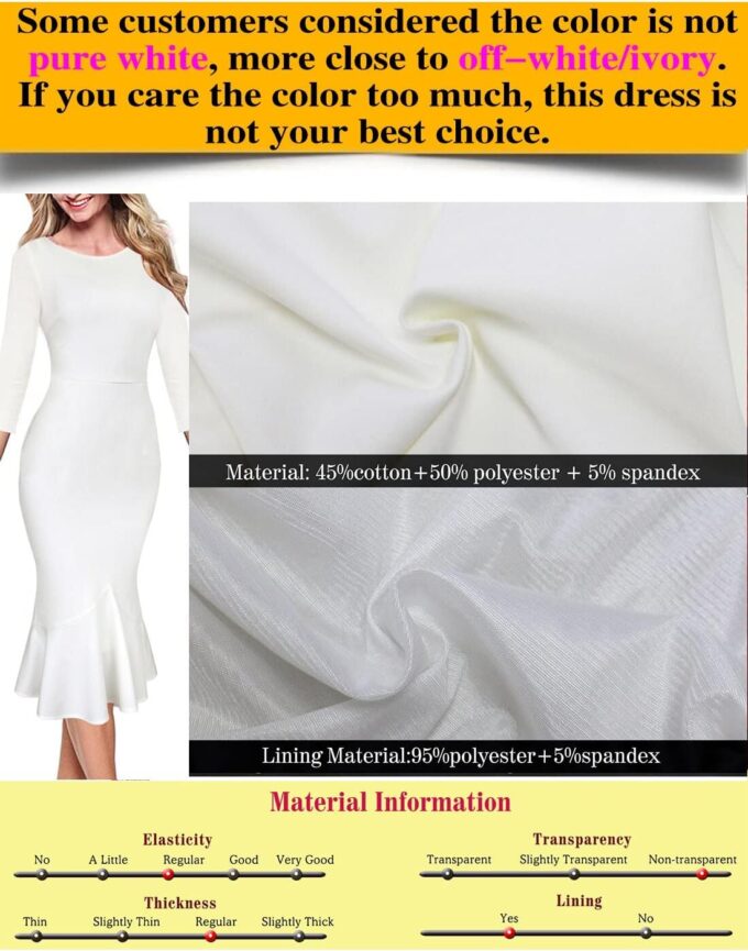 VFSHOW Damen Elegant Vintage Cocktail Party Meerjungfrau Midikleid Mitte Wade – Bild 7
