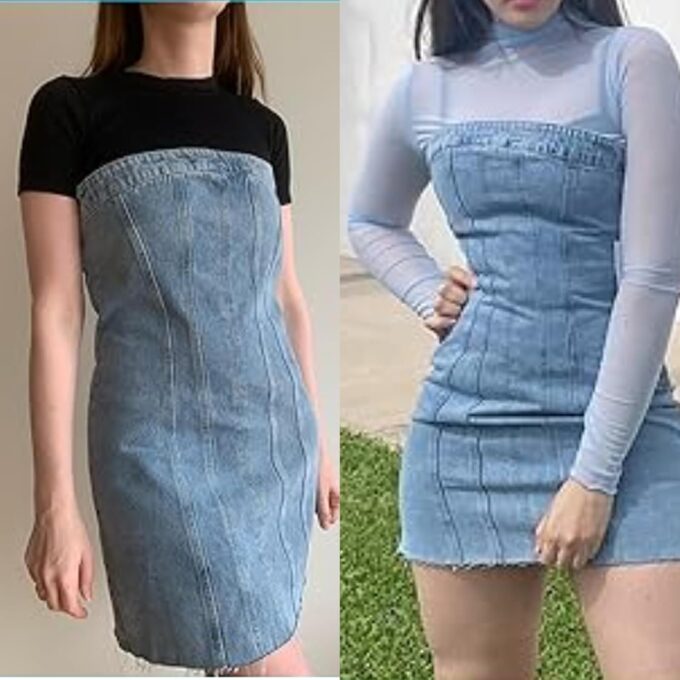 Sexy Denim Strapless Dresses for Women Y2K Jeans Corset Backless Tube Bodycon Mini Dress Clubwear – Bild 3