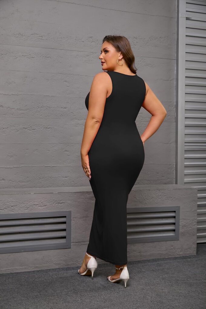 YeGine Women Plus Size Sleeveless Bodycon Maxi Dresses Sexy Slim Tank Dresses – Bild 6
