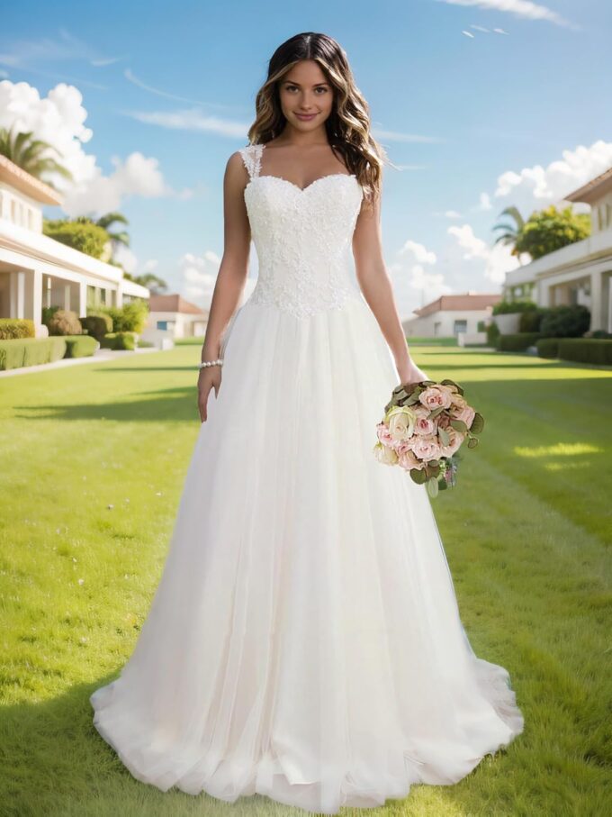 JAEDEN Damen Brautkleider Lange Prinzessin Hochzeitskleider A Linie Standesamtkleid Schlichte Brautmode – Bild 2