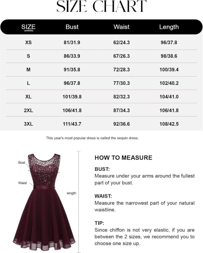 Berylove Cocktailkleid Damen Abendkleider Elegant für Hochzeit Kleid Hochzeitsgast Chiffon Ärmellos Spitzenkleid – Bild 7