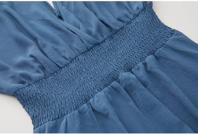 Women's Lace Maxi Dress Short Sleeve V Neck Party Dress Smocked Waist Boho Maxi Dress Bohemian Dress for Women – Bild 4