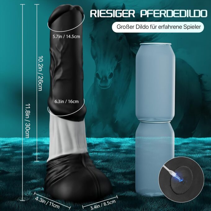 Fantasy Pferd Anal Dildo Heftiges StoBen Sexspielzeug Extrem,30CM Verdicken XXL Dildo Analvibratoren für Frauen, Analdildos Prostata Stimulation Männer mit 7 Stoßfunktion, Knoten Analplug – Bild 4