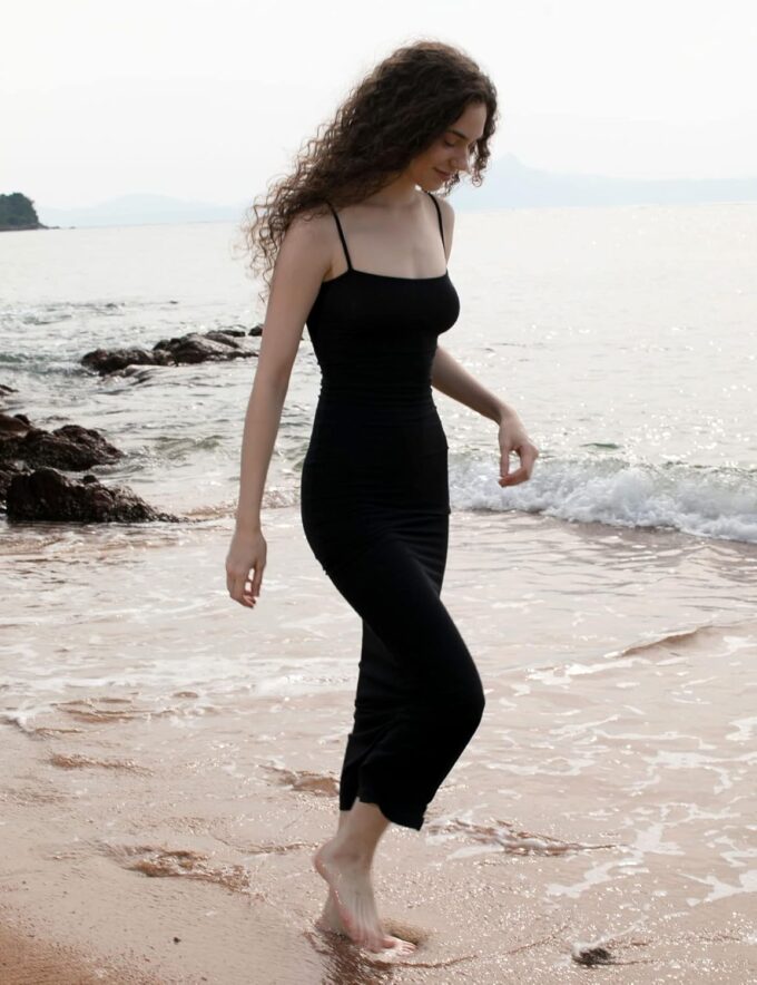 PUMIEY Women's Slip Maxi Dress Sexy Ribbed Bodycon Dresses Long Dress – Bild 5