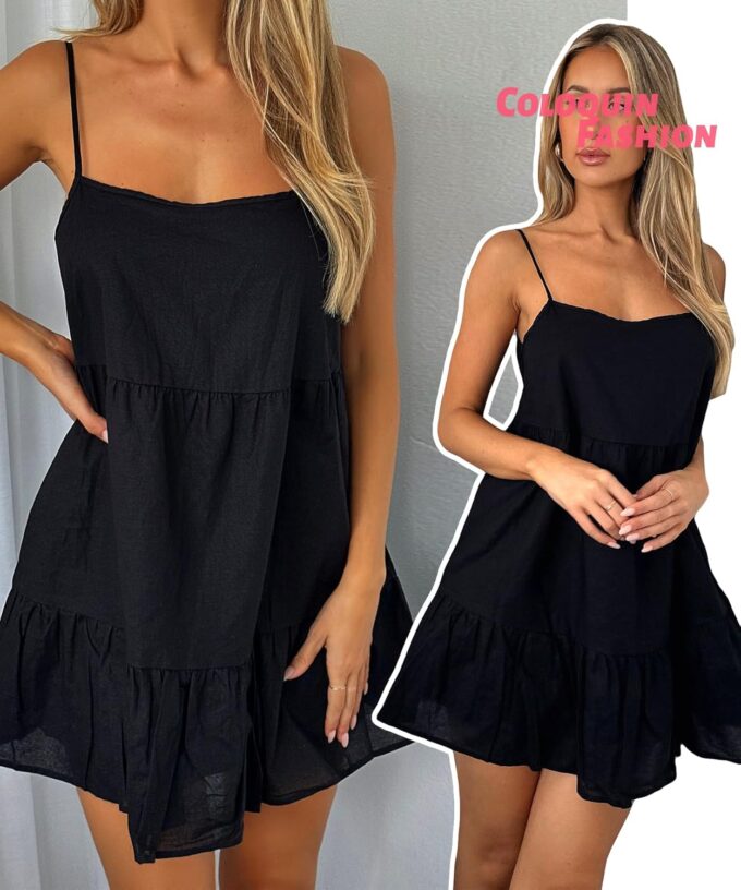 Babydoll Dress for Women Spaghetti Strap Swing Dresses Sleeveless Short Flowy Dress Summer Loose Sundress – Bild 5