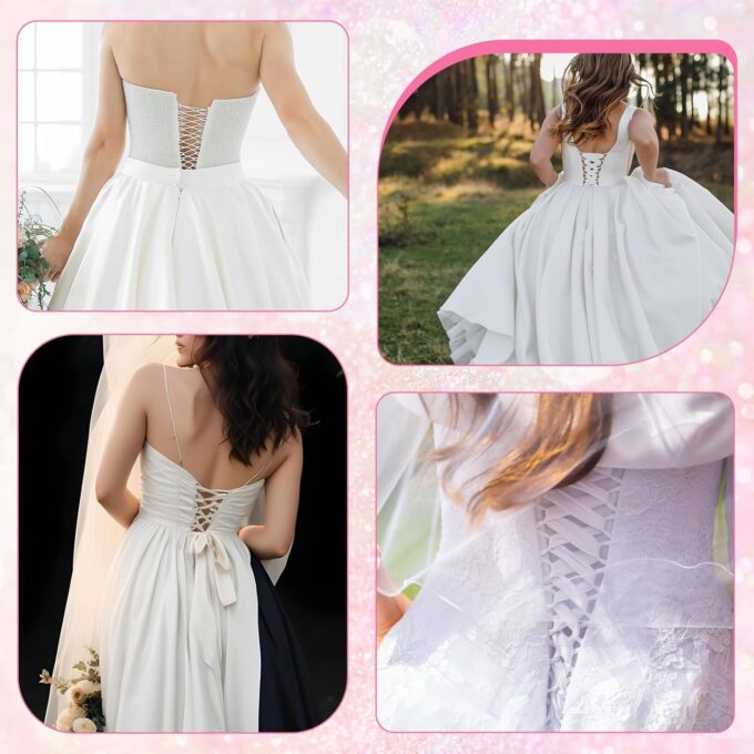 Xthrotsenk 10M Verstellbare Schnürkordel-Korsettband Zum Ersetzen Damen Raffhalter Für Hochzeit Brautkleid Schnürbändern von Reißverschlüssen Oder Knöpfen, Weiß – Bild 7