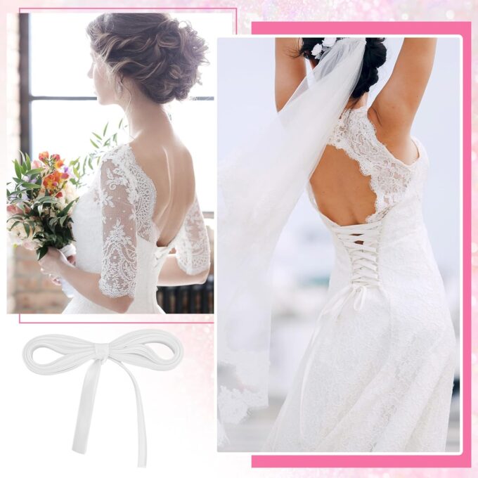Xthrotsenk 10M Verstellbare Schnürkordel-Korsettband Zum Ersetzen Damen Raffhalter Für Hochzeit Brautkleid Schnürbändern von Reißverschlüssen Oder Knöpfen, Weiß – Bild 4