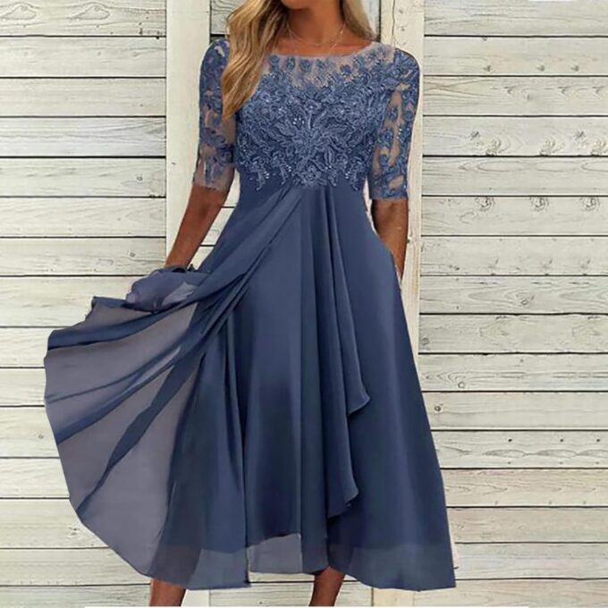 Festliche Kleider Für Hochzeit,Abendkleid Damen Chiffon Asymmetrisch Ballkleid Elegant Spitze Chiffonkleid Frauen Elegante Abschlusskleider Schick Brautkleider Abschlussball Kleider – Bild 2