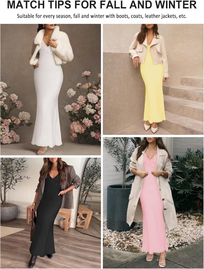 Women Sexy Sleeveless V-Neck Ruffle Backless Summer Dresses Long Formal Dress for Women Cocktail Party Prom Dress – Bild 5