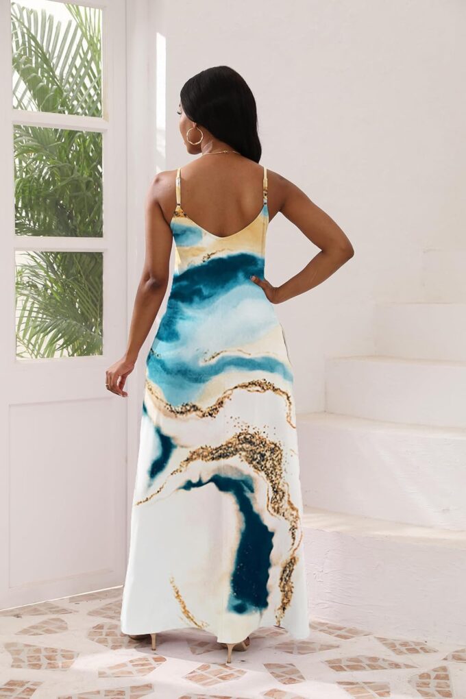 vunahzma Womens Casual Fashion Sleeveless Plus Size Loose Long Sexy Maxi Dress with Pockets – Bild 2