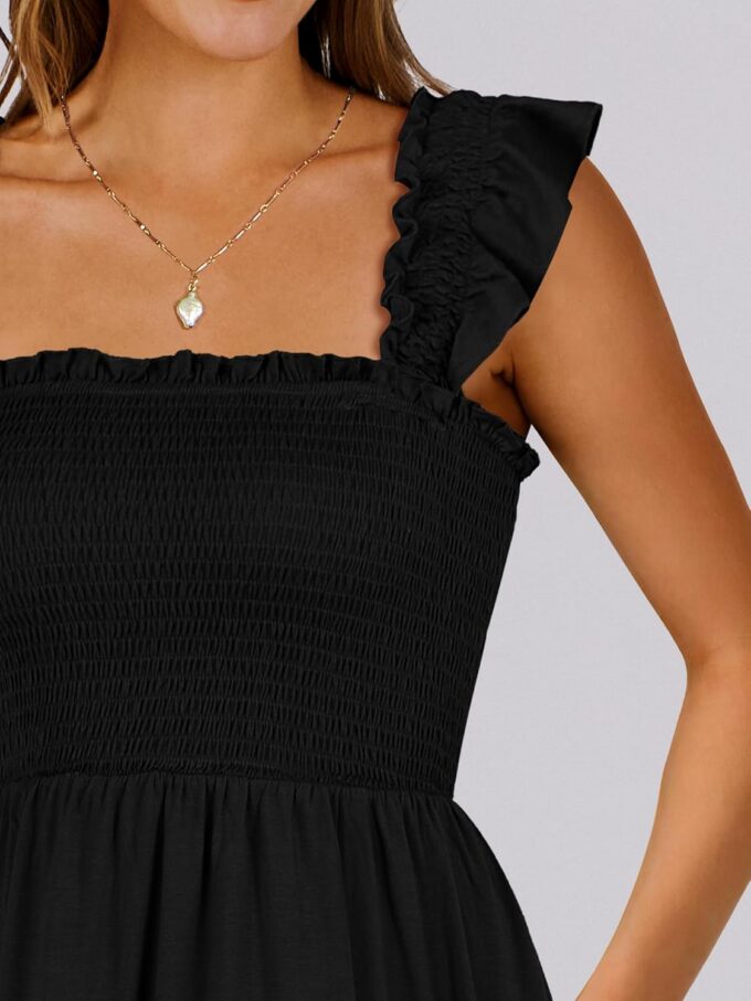 Prinbara Womens Summer Casual Square Neck Smocked Short Sundress 2025 Spring Beach Vacation Flowy Cute Teen Boho Dresses – Bild 6
