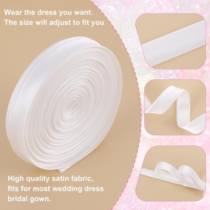 Xthrotsenk 10M Verstellbare Schnürkordel-Korsettband Zum Ersetzen Damen Raffhalter Für Hochzeit Brautkleid Schnürbändern von Reißverschlüssen Oder Knöpfen, Weiß – Bild 3