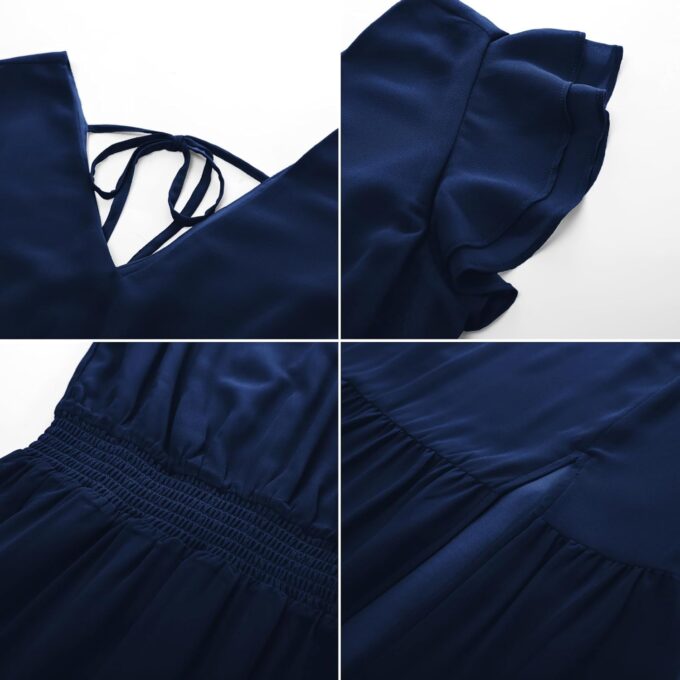 GRACE KARIN Women's V Neck Ruffle Sleeve Summer Dress 2025 Split Flowy Tiered Midi Dress Wedding Guest Cocktail Dresses – Bild 4
