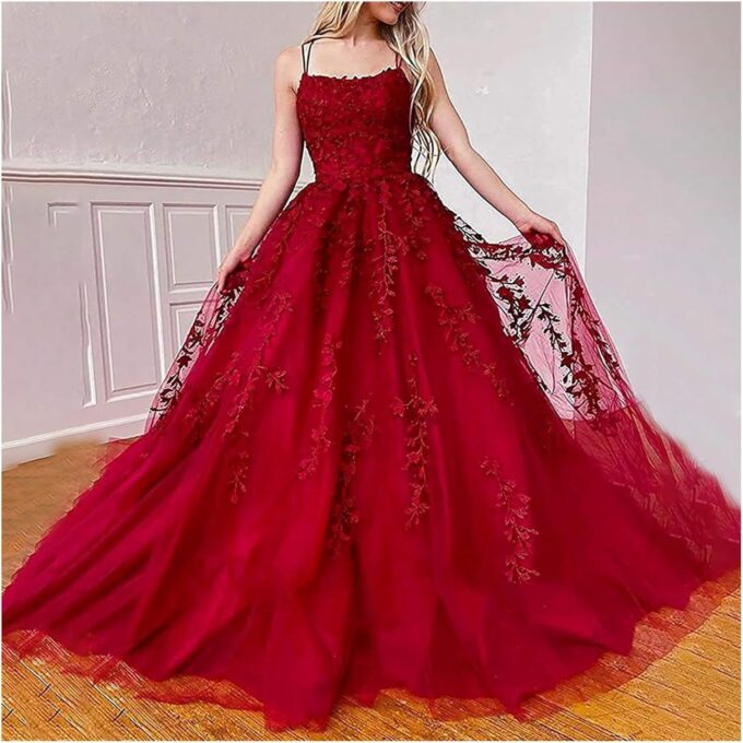Ballkleider Damen Lang Abendkleider Elegant Cocktailkleid Damen Für Hochzeit Prinzessin Kleid Damen Schulterfreies Kleid Sexy Hosenträger Trägerloses Hochzeitskleider Für Damen Abschlusskleider – Bild 2