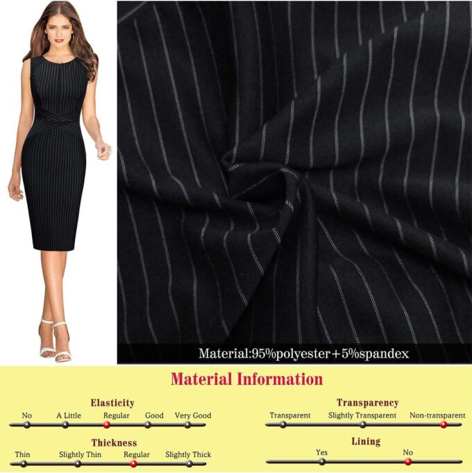 VFSHOW Elegantes Damenkleid mit Reißverschluss, figurbetont, für Arbeit, Büro, Büro – Bild 6