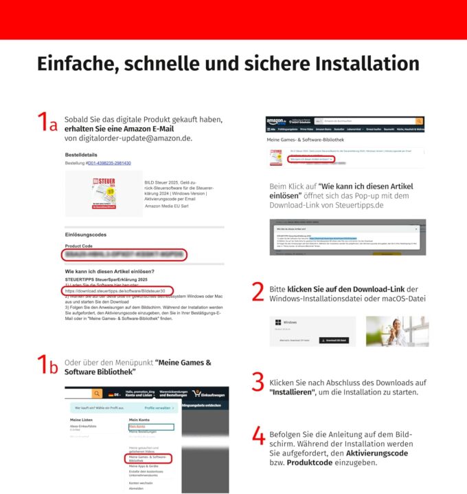 BILD Steuer 2025, Geld-zurück-Steuersoftware für die Steuererklärung 2024 | Windows-Version | Aktivierungscode per Email – Bild 2