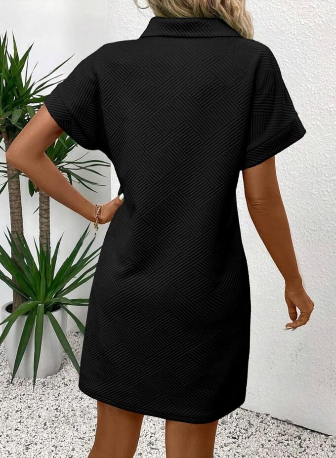 Acelitt Summer Lapel Collared Dresses for Women 2025 Batwing Short Sleeve Mini Dress Beach Sundress – Bild 3