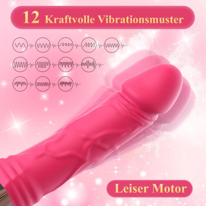 Dildo Vibrator Sexspielzeug für Frauen Solo - LED Realistische Vibratoren mit 12 Starke Vibration für Frauen Klitoris & G Punkt Stimulation Leiser Realistische Dildos Sex Spielzeug für die Frau - Rot – Bild 3