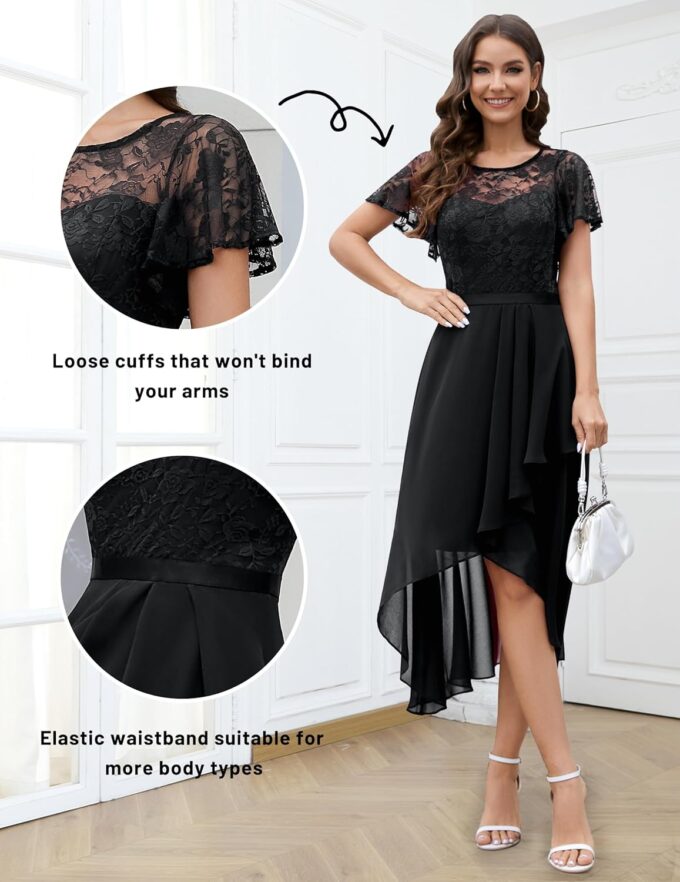 Wedtrend Women's Formal Dress Ruffle Cocktail Party Dress Flutter Sleeve Fall Wedding Guest Dress – Bild 3