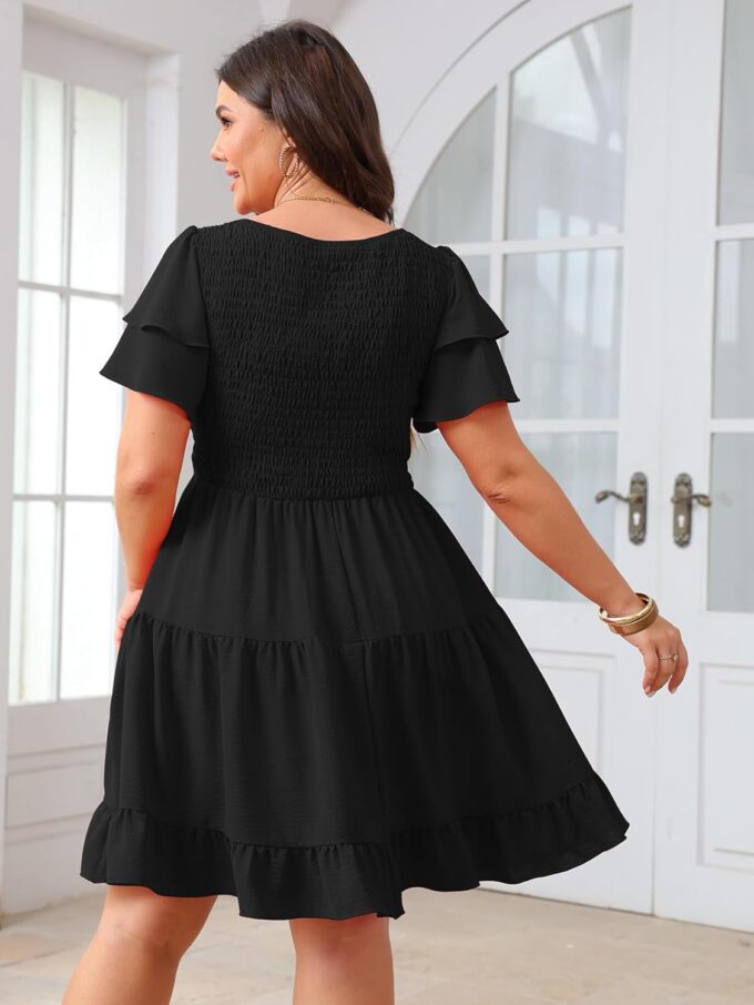 SCOMCHIC Women's Plus Size Summer Dresses Short Sleeve Sweetheart Neckline A Line Cocktail Boho Cute Mini Short Dress – Bild 6
