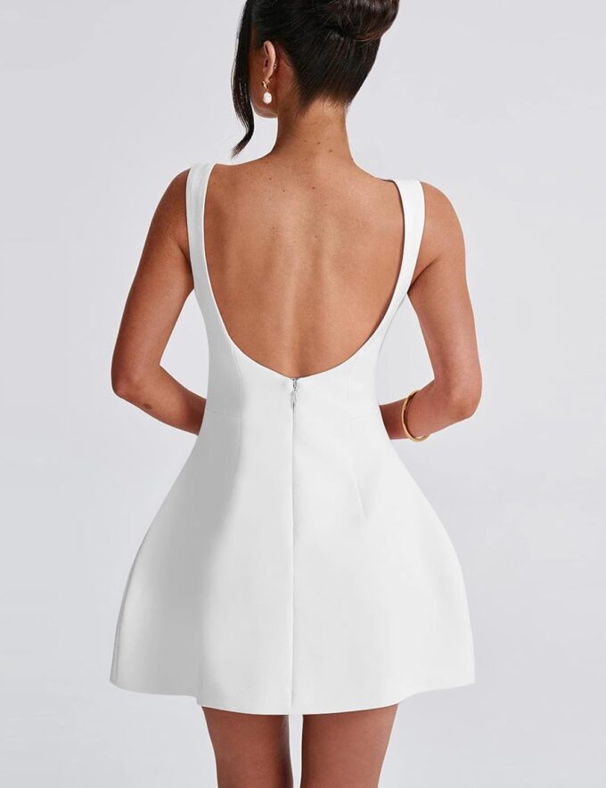 YMDUCH Women's Sexy Sleeveless Crew Neck Backless A-line Party Short Mini Dress – Bild 2