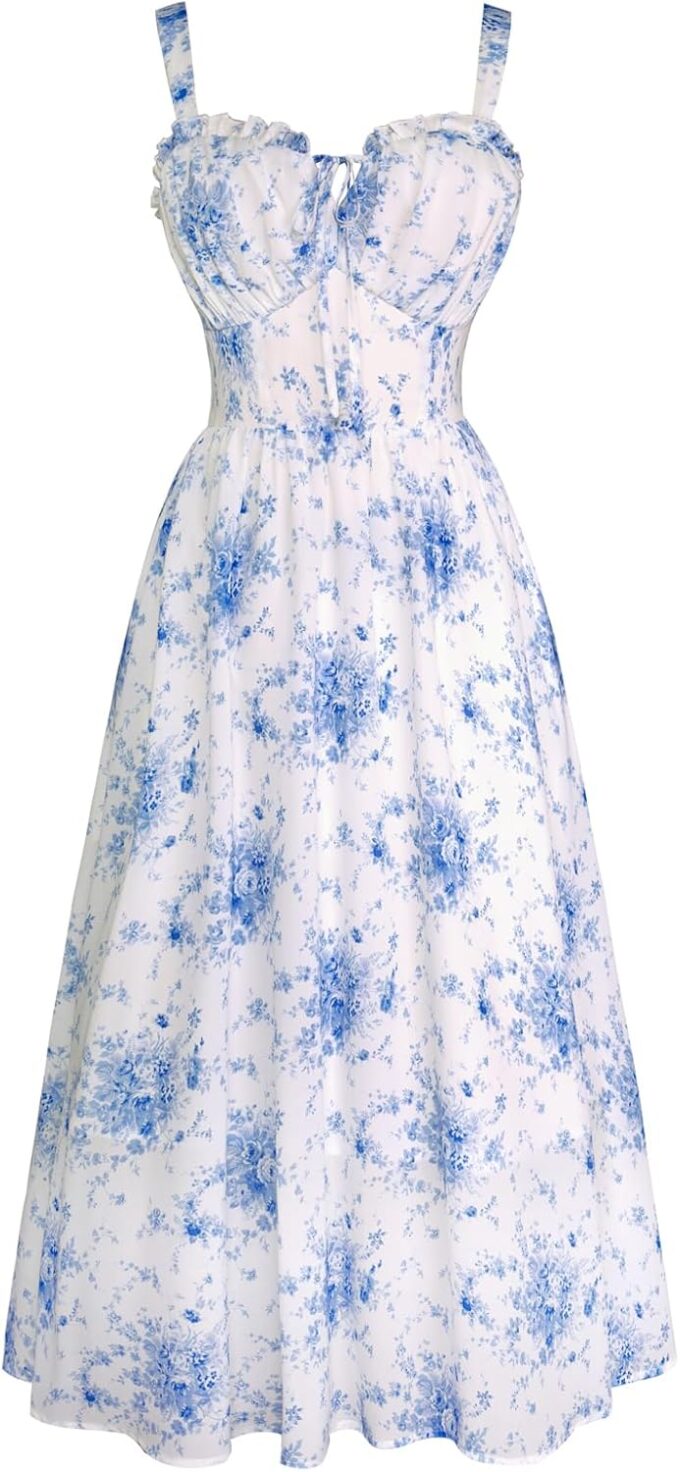 Scarlet Darkness Summer Dresses for Women 2025 Floral Corset Dress Long Milkmaid Dress