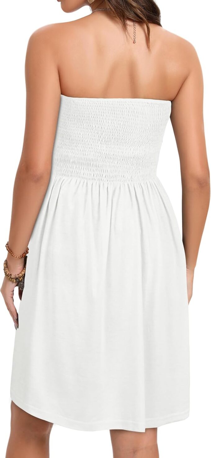 elescat Summer Dresses for Women Strapless Casual Beach Cover Ups Tube Top Sundress – Bild 6