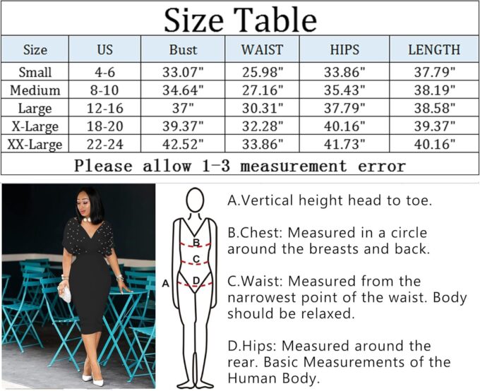 qfmqkpi Frauen Elegante Perlen Tiefer V-Ausschnitt Wrap Bodycon Kleid Zurück Reißverschluss Bleistift Midi Kleid – Bild 2