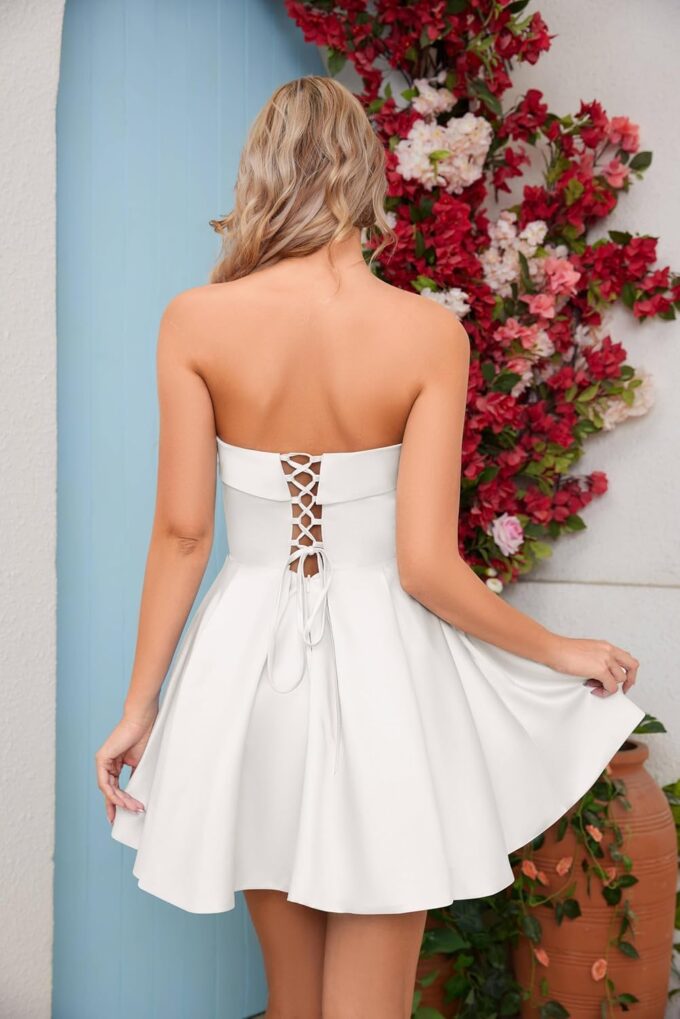 Short Homecoming Prom Dresses Glitter Party Cocktail Dress V-Neck Wedding Guest Summer Mini Dress – Bild 2