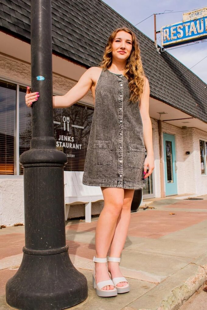 Yousify Womens Casual Sleeveless Denim Overalls Dresses Button Down Summer Jean Mini Dress 2025 Trendy Romper With Pockets – Bild 2