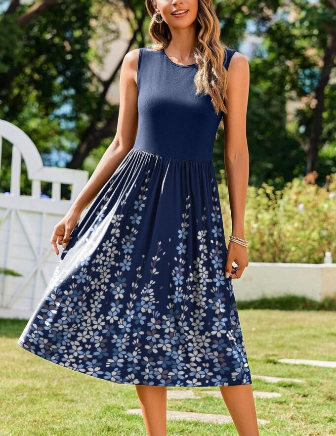 Zeagoo Women's Summer Tank Midi Dress with Pockets Floral Sleeveless A-Line Casual Loose T-Shirt Dresses Beach Sundress 2025 – Bild 3
