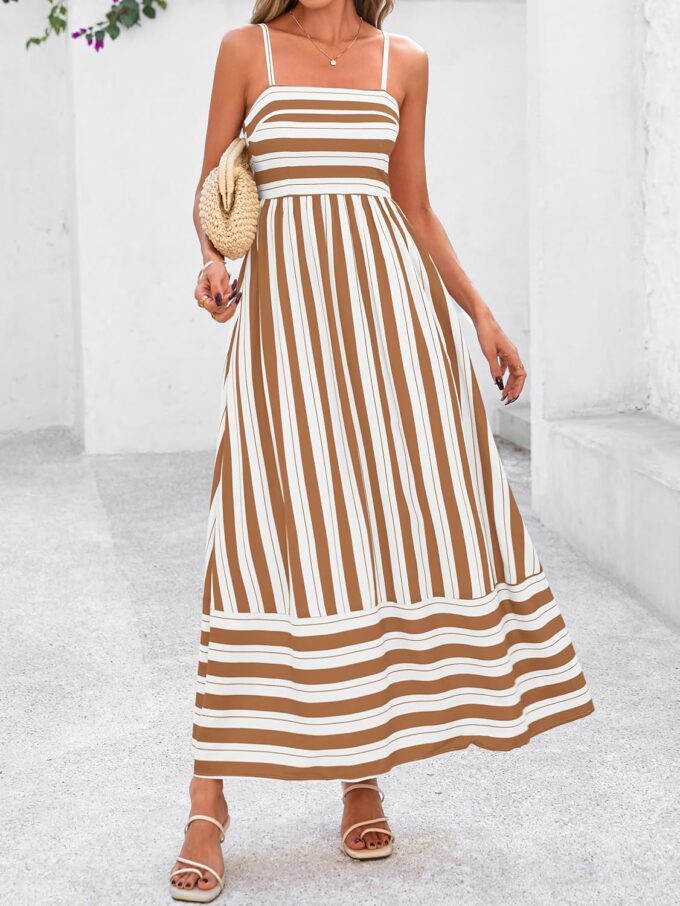 PRETTYGARDEN Summer Dresses for Women 2025 Beach Maxi Dress Spaghetti Strap Floral Boho A Line Wedding Guest Flowy Long Dress – Bild 3