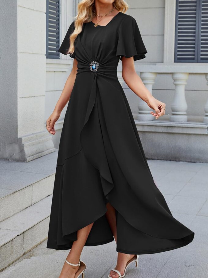 Wedding Guest Dresses for Women Have Pockets Cocktail Dress Ruffle Sleeve A Line Evening Party Formal Dresses for Women – Bild 4