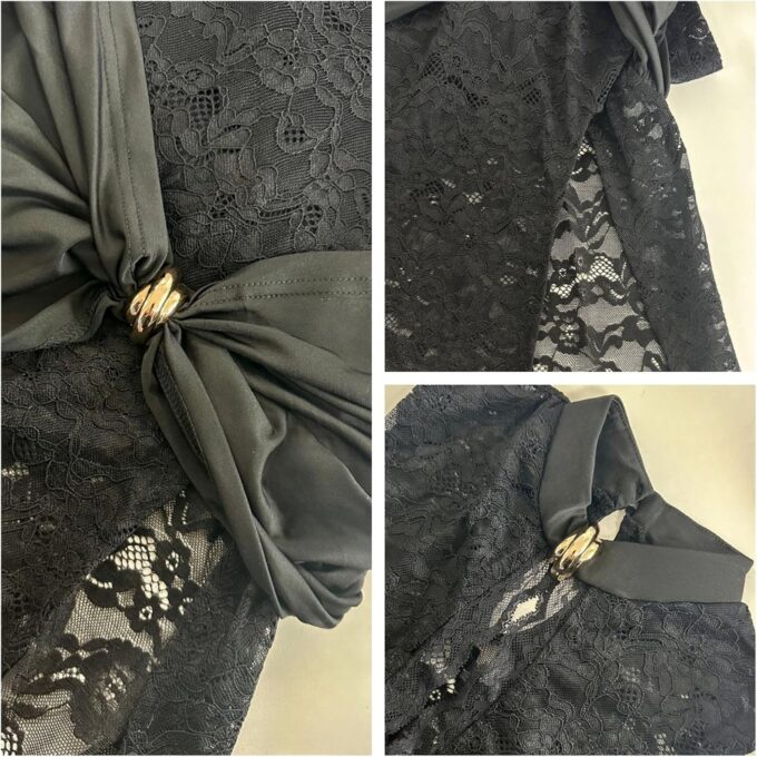 OCUH Black Lace Dress Sheer Maxi Dresses Sexy Outfit for Women Going Out High Slit Skirt Bodycon Vacation Party Wear – Bild 7